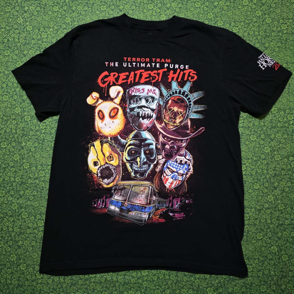 Black Graphic Tee with Horror Theme